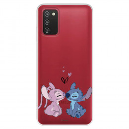 Funda para Samsung Galaxy A03s Oficial de Disney Angel & Stitch Beso - Lilo & Stitch