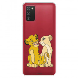 Funda para Samsung Galaxy A03s Oficial de Disney Simba y Nala Silueta - El Rey León
