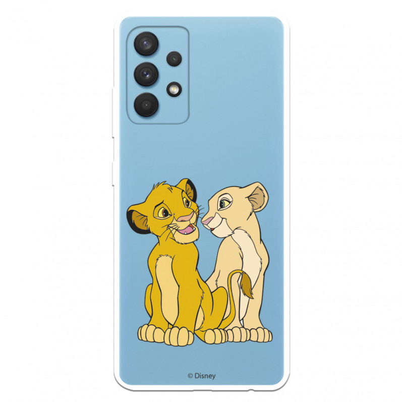 Funda para Samsung Galaxy A32 4G Oficial de Disney Simba y Nala Silueta - El Rey León
