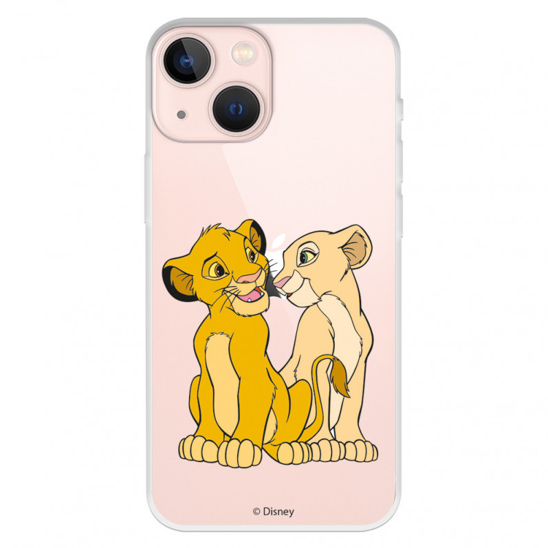 Funda para iPhone 13 Mini Oficial de Disney Simba y Nala Silueta - El Rey León