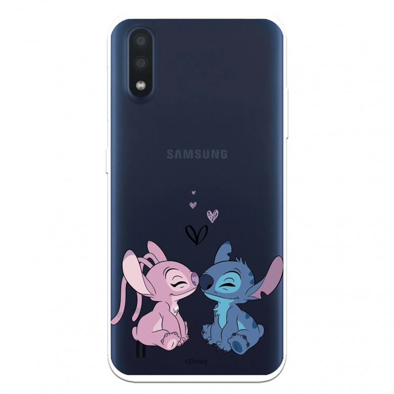 Funda para Samsung Galaxy A01 Oficial de Disney Angel & Stitch Beso - Lilo & Stitch