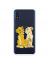 Funda para Samsung Galaxy A01 Oficial de Disney Simba y Nala Silueta - El Rey León