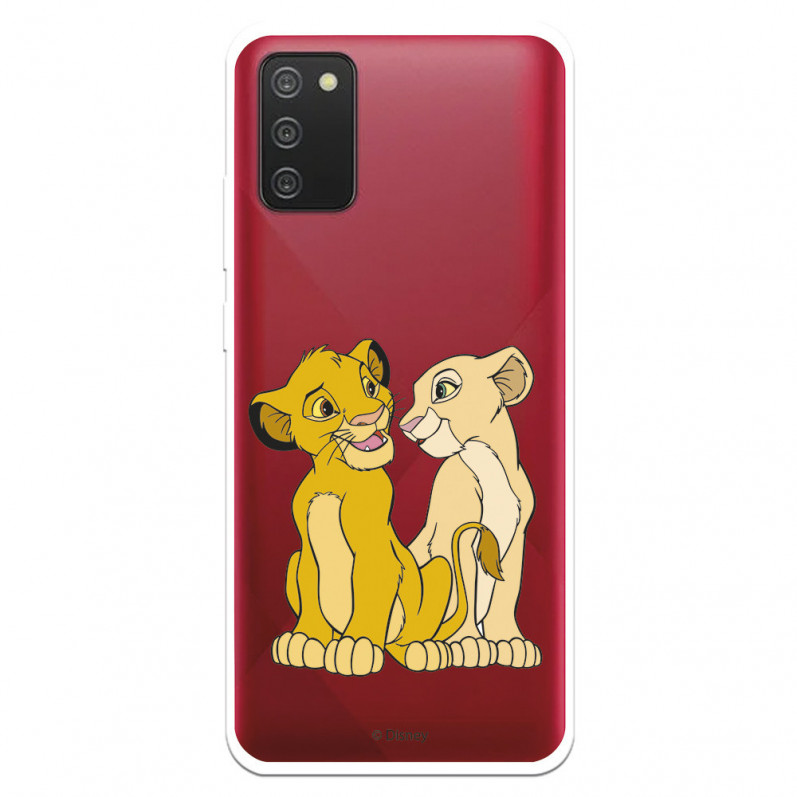 Funda para Samsung Galaxy A02s Oficial de Disney Simba y Nala Silueta - El Rey León