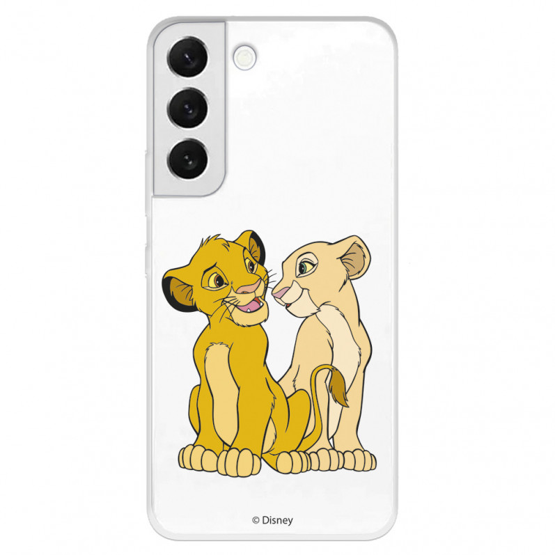 Funda para Samsung Galaxy S22 Plus Oficial de Disney Simba y Nala Silueta - El Rey León
