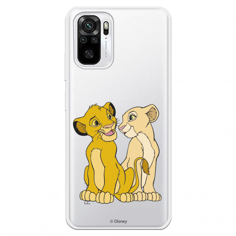 Funda para Xiaomi Redmi Note 10 Oficial de Disney Simba y Nala Silueta - El Rey León