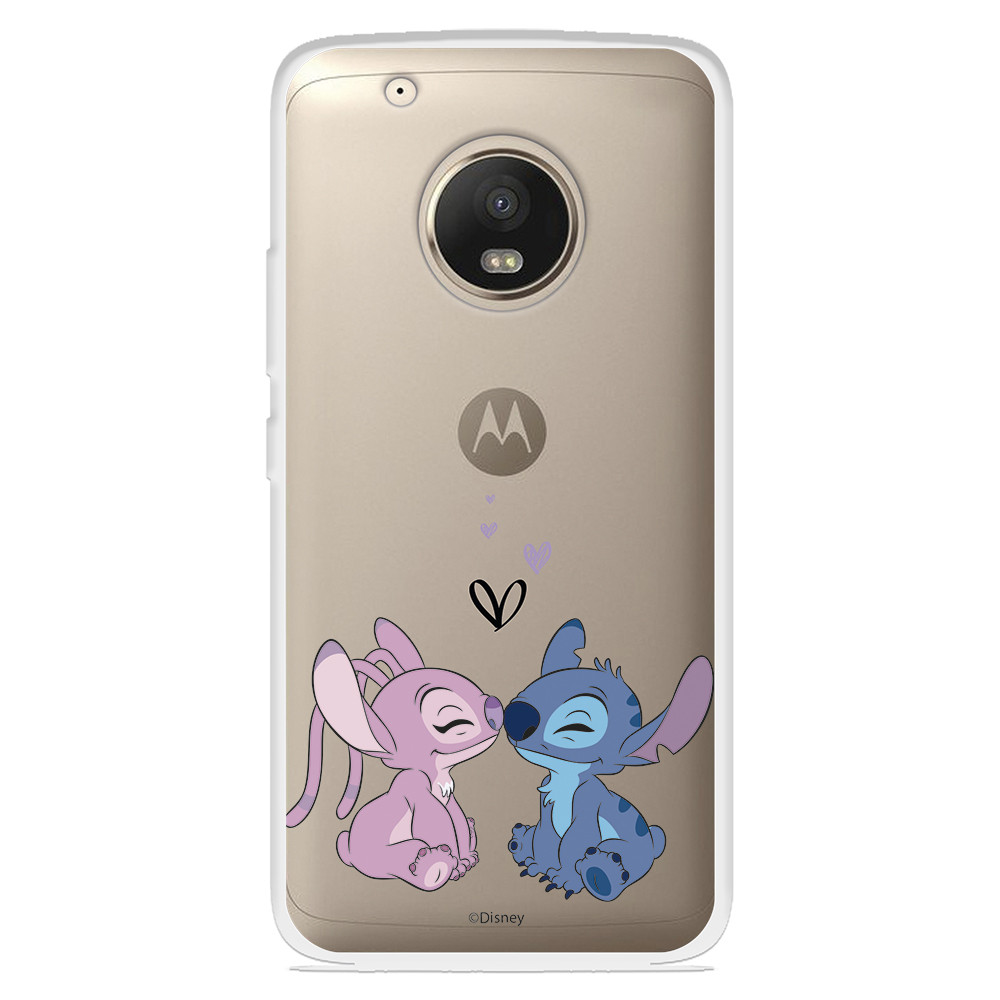 Funda para Motorola Moto G5 Plus Oficial de Disney Angel & Stitch Beso -  Lilo & Stitch