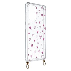 Funda Silicona Colgante Corazones Rosas para Samsung Galaxy A72 5G