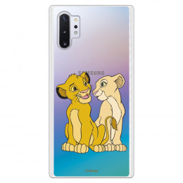 Funda para Samsung Galaxy Note 10 Plus Oficial de Disney Simba y Nala Silueta - El Rey León