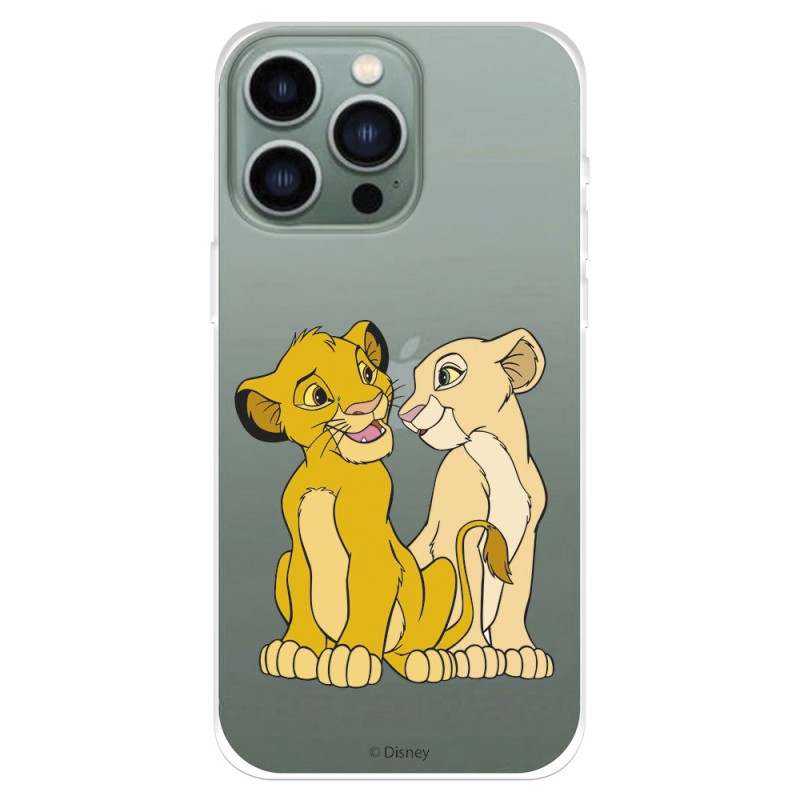 Funda para iPhone 14 Pro Max Oficial de Disney Simba y Nala Silueta - El Rey León