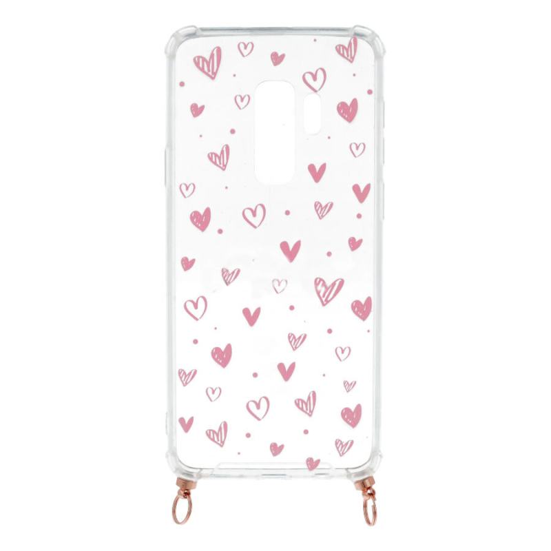 Funda Silicona Colgante Corazones para Samsung Galaxy S9 Plus