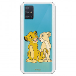 Funda para Samsung Galaxy A51 Oficial de Disney Simba y Nala Silueta - El Rey León