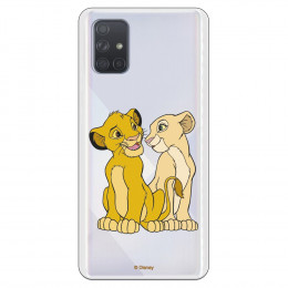 Funda para Samsung Galaxy A71 Oficial de Disney Simba y Nala Silueta - El Rey León