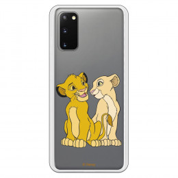 Funda para Samsung Galaxy S20 Oficial de Disney Simba y Nala Silueta - El Rey León