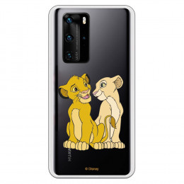 Funda para Huawei P40 Oficial de Disney Simba y Nala Silueta - El Rey León