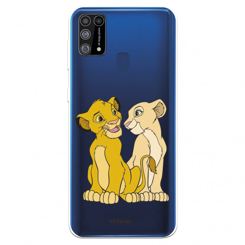 Funda para Samsung Galaxy M31 Oficial de Disney Simba y Nala Silueta - El Rey León