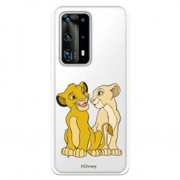 Funda para Huawei P40 Pro Oficial de Disney Simba y Nala Silueta - El Rey León