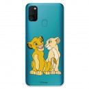 Funda para Samsung Galaxy M21 Oficial de Disney Simba y Nala Silueta - El Rey León