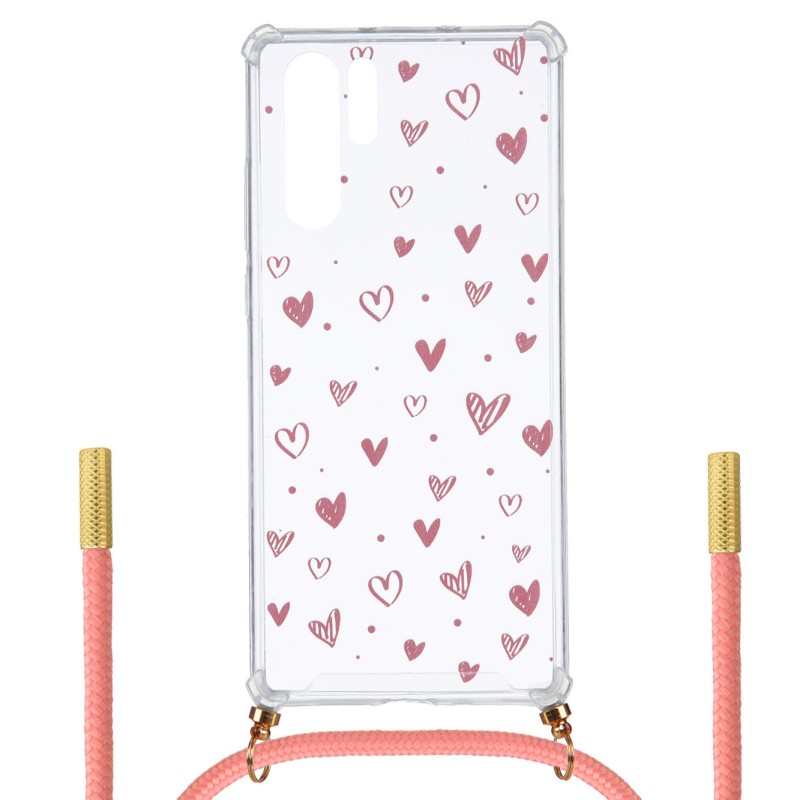 Funda Silicona Colgante Corazones para Huawei P30 Pro