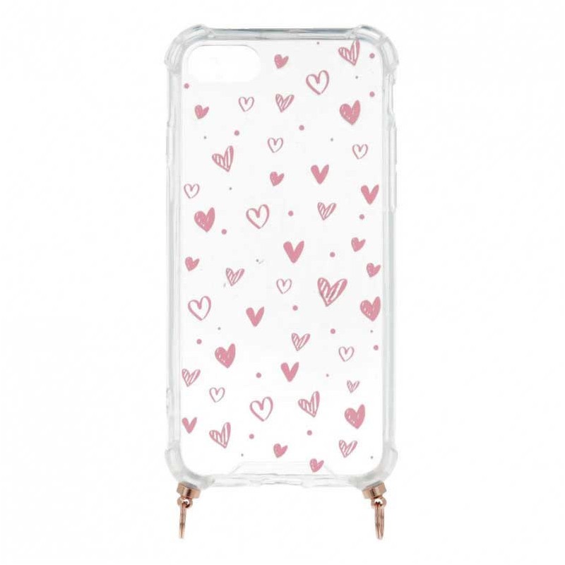 Funda Silicona Colgante Corazones para iPhone 8