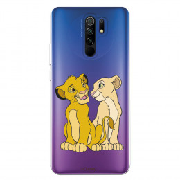 Funda para Xiaomi Redmi 9 Oficial de Disney Simba y Nala Silueta - El Rey León