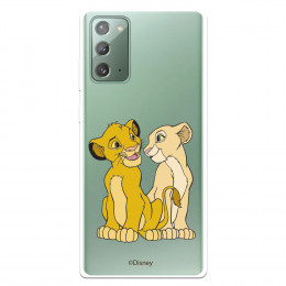 Funda para Samsung Galaxy Note 20 Oficial de Disney Simba y Nala Silueta - El Rey León