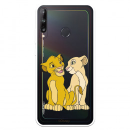Funda para Huawei P40 Lite E Oficial de Disney Simba y Nala Silueta - El Rey León