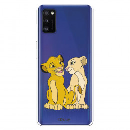 Funda para Samsung Galaxy A41 Oficial de Disney Simba y Nala Silueta - El Rey León