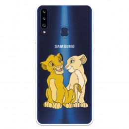 Funda para Samsung Galaxy A20S Oficial de Disney Simba y Nala Silueta - El Rey León