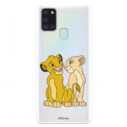 Funda para Samsung Galaxy A21S Oficial de Disney Simba y Nala Silueta - El Rey León