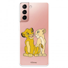 Funda para Samsung Galaxy S21 Oficial de Disney Simba y Nala Silueta - El Rey León