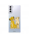 Funda para Samsung Galaxy S21 Plus Oficial de Disney Simba y Nala Silueta - El Rey León