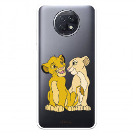 Funda para Xiaomi Redmi Note 9T Oficial de Disney Simba y Nala Silueta - El Rey León