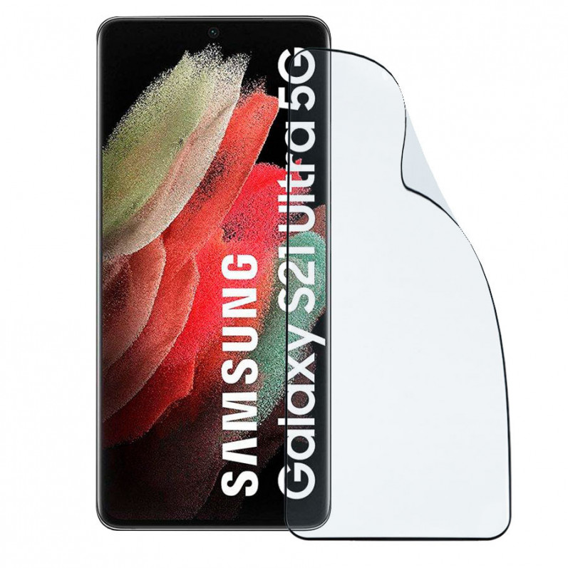 Cristal Templado Completo Negro Irrompible para Samsung Galaxy S21 Ultra.