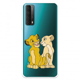 Funda para Huawei P Smart 2021 Oficial de Disney Simba y Nala Silueta - El Rey León
