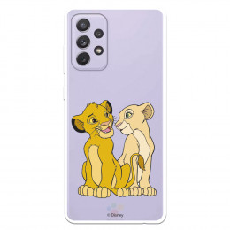 Funda para Samsung Galaxy A72 5G Oficial de Disney Simba y Nala Silueta - El Rey León