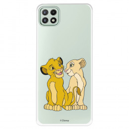 Funda para Samsung Galaxy A22 5G Oficial de Disney Simba y Nala Silueta - El Rey León