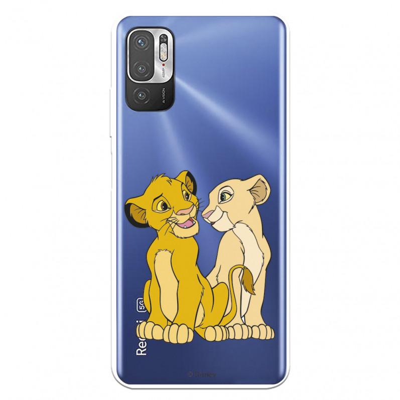 Funda para Xiaomi Redmi Note 10 5G Oficial de Disney Simba y Nala Silueta - El Rey León