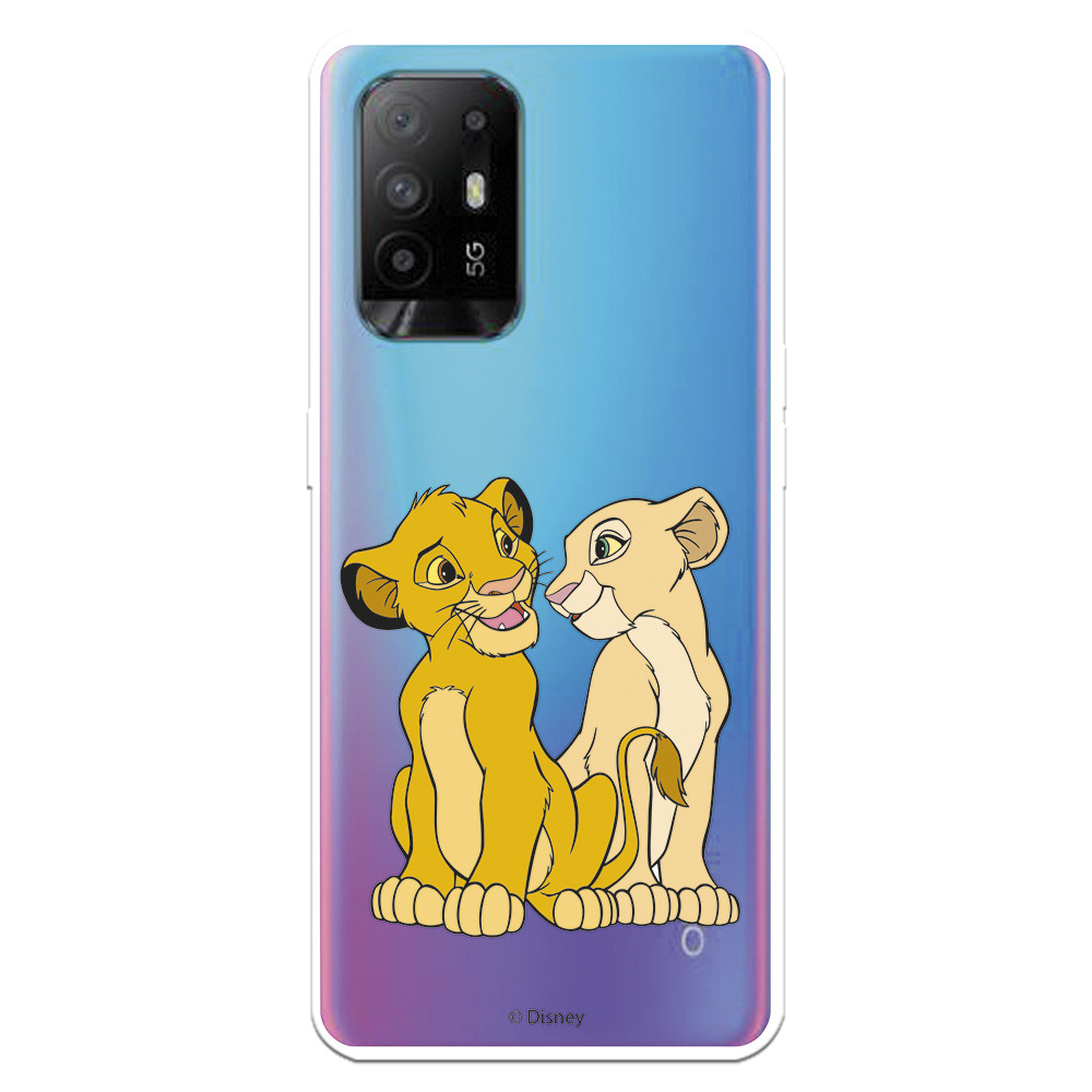 Funda para Oppo A74 5G Oficial de Disney Simba y Nala Silueta - El