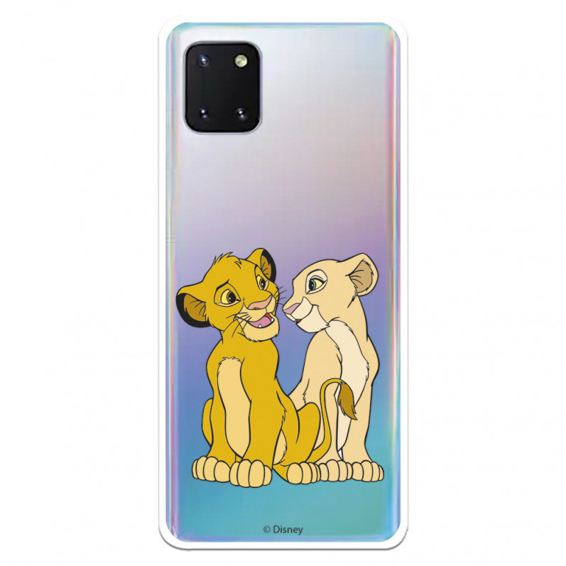 Funda para Samsung Galaxy A81 Oficial de Disney Simba y Nala Silueta - El Rey León